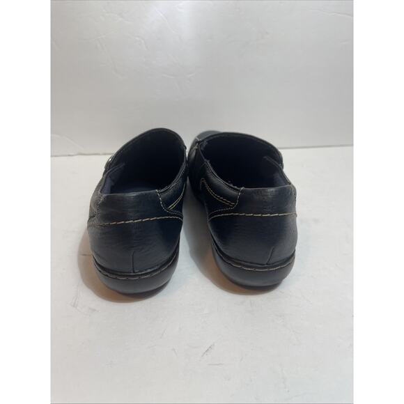CLARKS Women’s Size 9.5 Slip On Shows Navy Leather - Picture 4 of 6